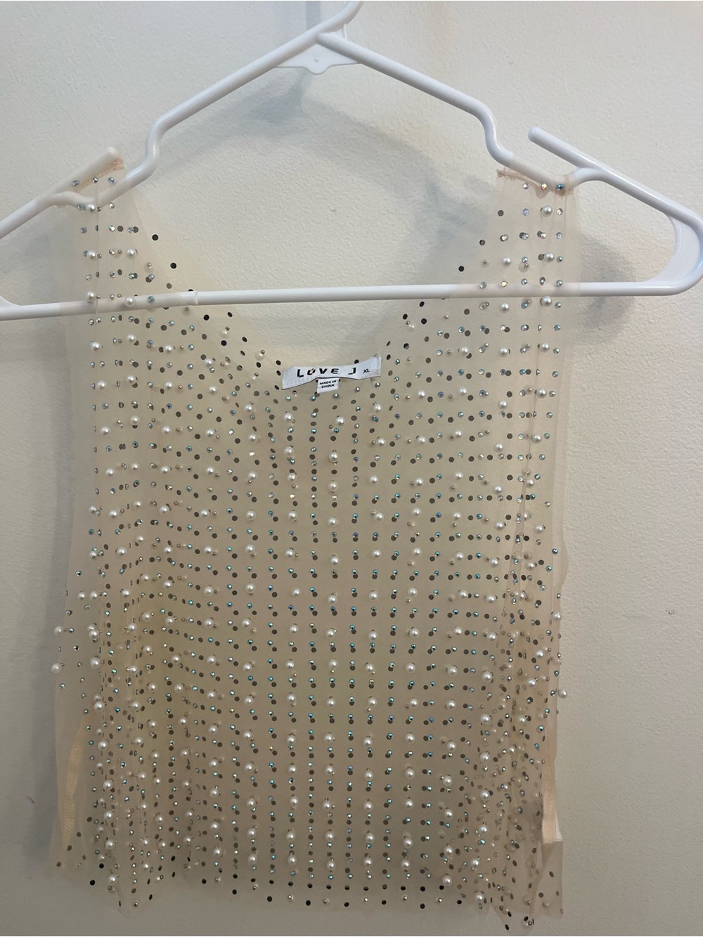 Love J Nude Beaded Sleeveless Dress
